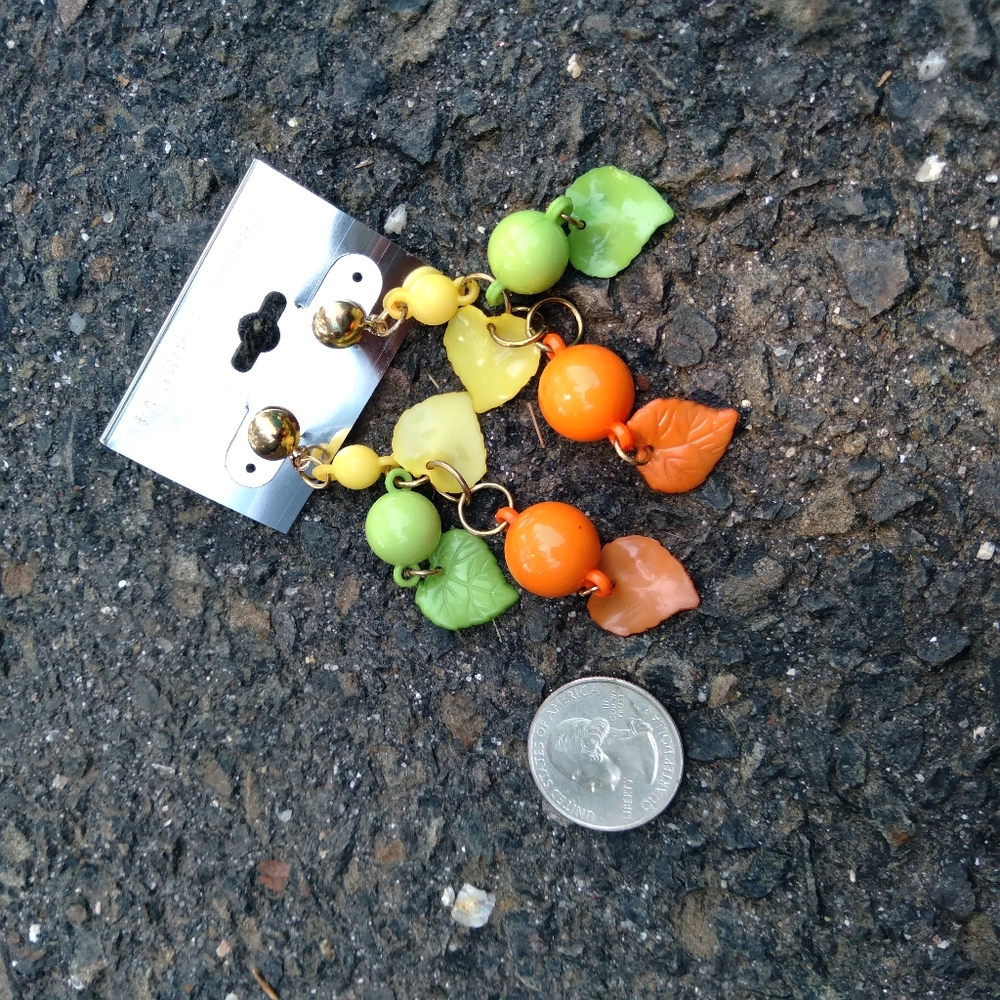 Vtg 90s dangle colorful vibrant plastic earrings
